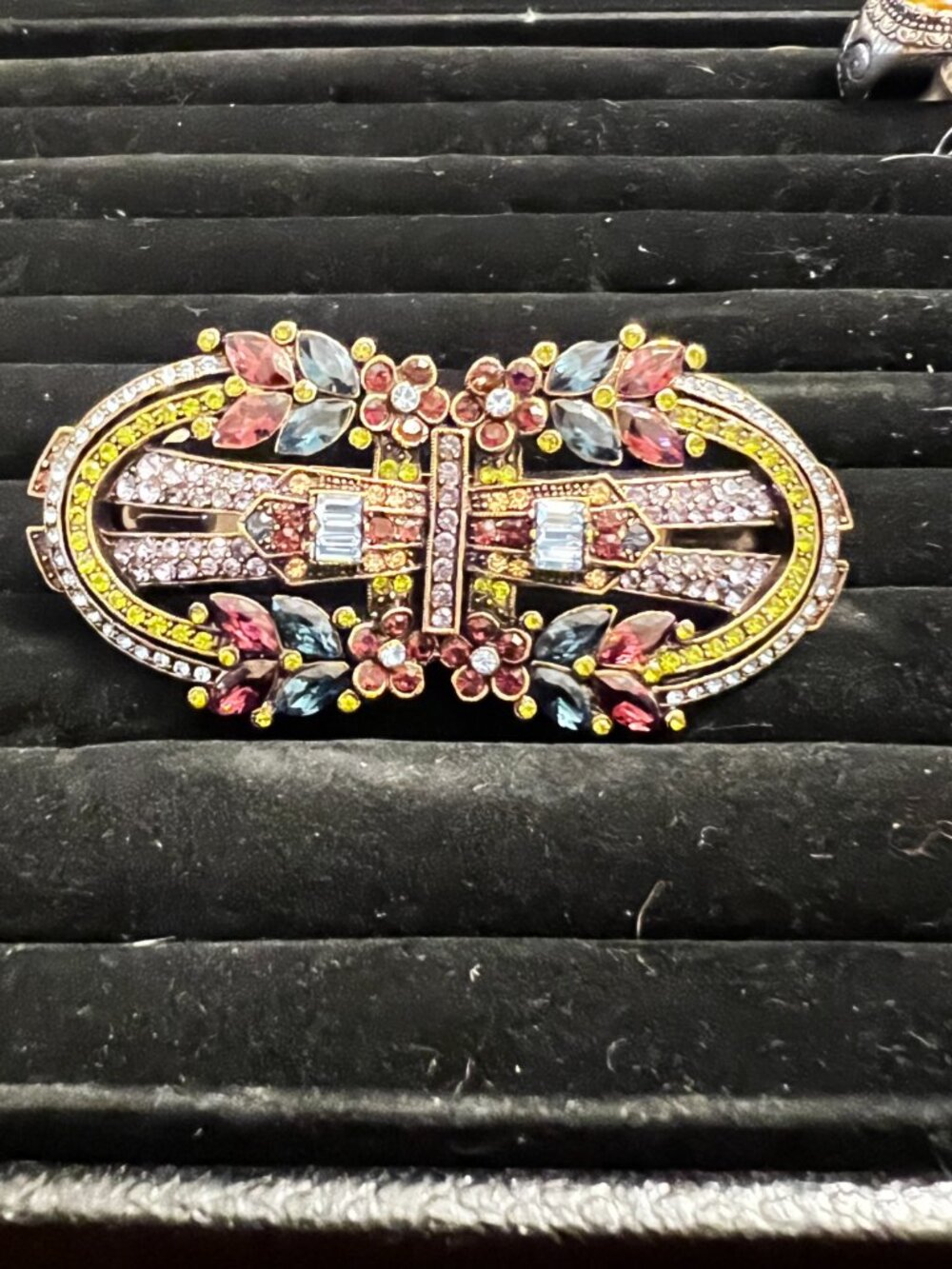 Heidi Daus VINTAGE Gold-tone multicolor rhinestone hair barrette - Picture 3 of 5